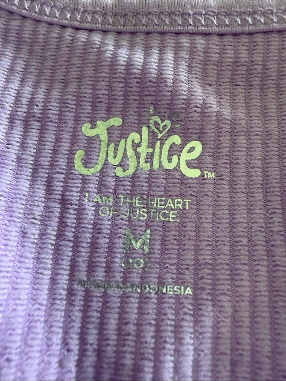 Girl’s Justice Lavender Ribbed Tank Size M (10)